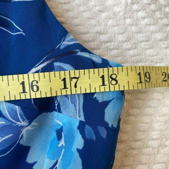 Evan Picone Fit & Flare Blue Floral Sleeveless Midi Dress Size 14P - Picture 8 of 10